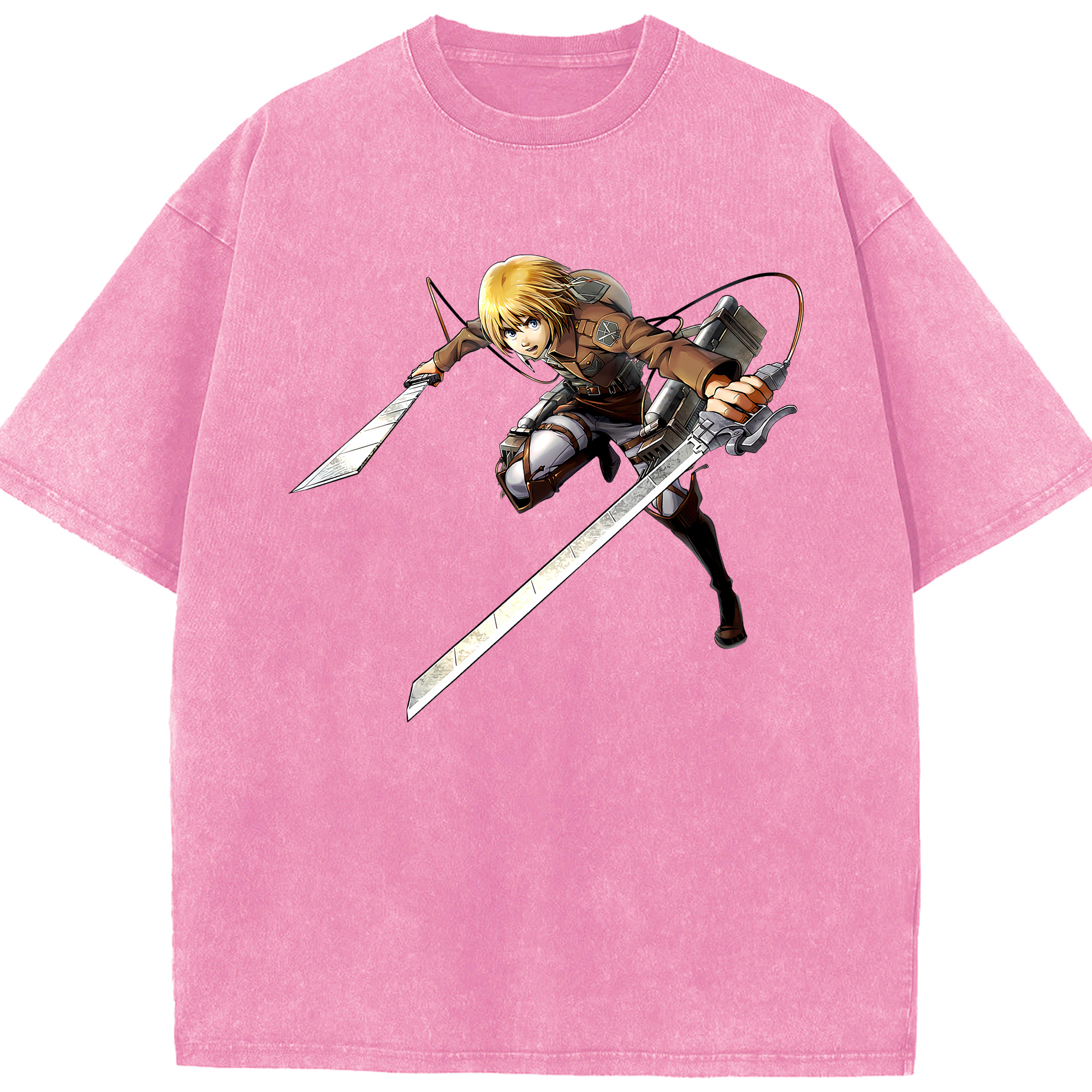（画像用） 進撃の巨人 アルミン·アルレルト Attack on Titan Armin Arlert 綿100% ヴィンテージ風 半袖Tシャツ（フロントプリント）